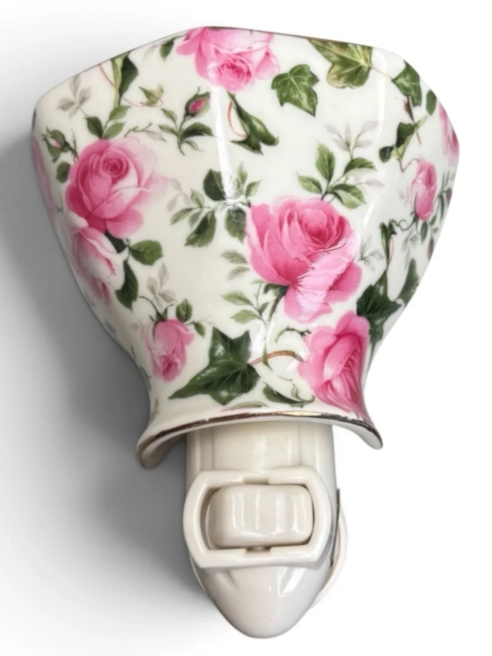 Vintage Madison Max Rose Chintz Porcelain Night Light Coquette Grand Millennial